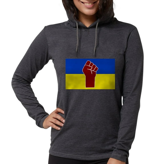 CafePress - Ukrainian Flag With Fist Long Sleeve T Shirt - Womens Hooded Shirt