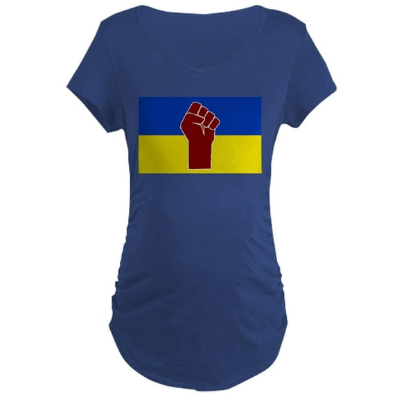 CafePress - Ukrainian Flag With Fist Maternity T Shirt - Maternity Dark T-Shirt
