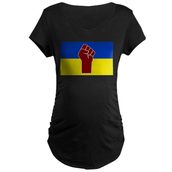 CafePress - Ukrainian Flag With Fist Maternity T Shirt - Maternity Dark T-Shirt
