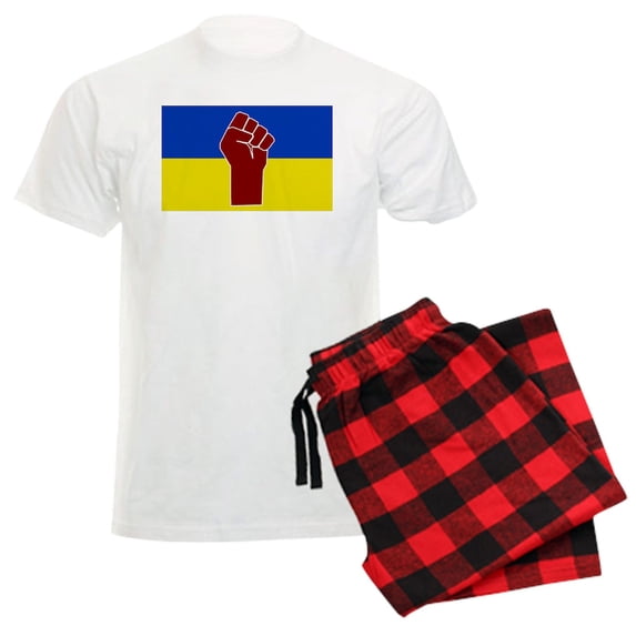 CafePress - Ukrainian Flag With Fist Pajamas - Men's Light Loose Fit Cotton Pajama Set