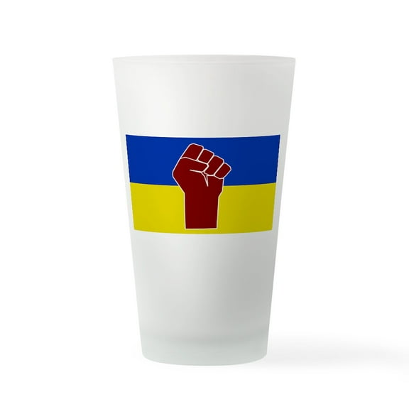 CafePress - Ukrainian Flag With Fist - Pint Glass, Drinking Glass, 16 oz. CafePress