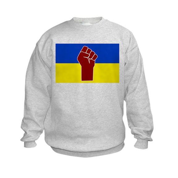 CafePress - Ukrainian Flag With Fist Sweatshirt - Kids Sweatshirt, Youth Crew Neck Sweatshirt