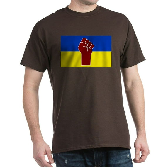 CafePress - Ukrainian Flag With Fist T Shirt - Men's Classic Graphic Cotton T-Shirt