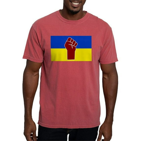 CafePress - Ukrainian Flag With Fist T Shirt - Mens Comfort Colors Shirt
