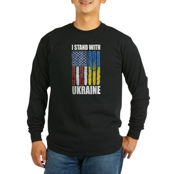 CafePress - Ukrainian Lover I Stand With U Long Sleeve T Shirt - Long Sleeve Dark T-Shirt