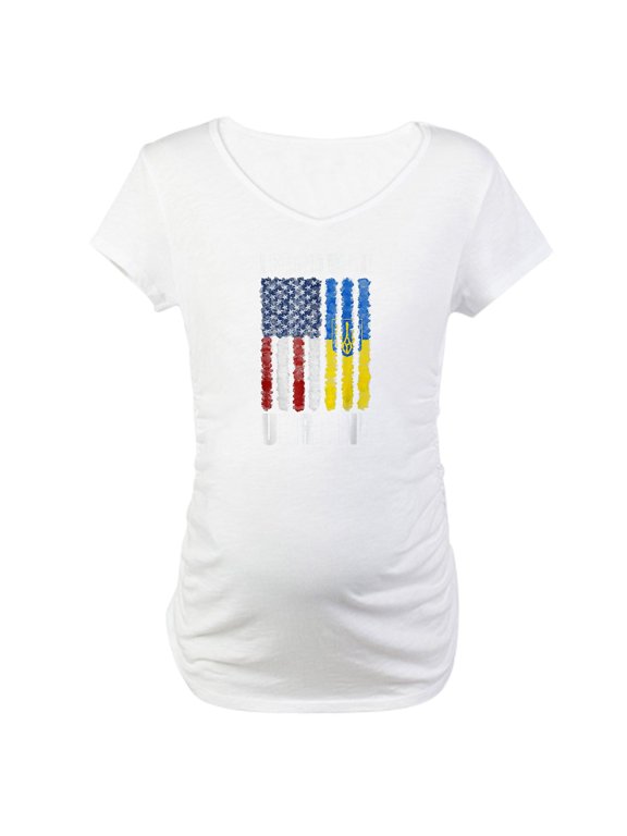 - Ukrainian Lover I Stand With Ukr Maternity T Shirt - Cotton Maternity T-shirt, Cute & Funny Pregnancy Tee