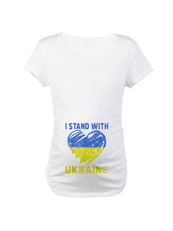 - Ukrainian Lover I Stand With Ukr Maternity T Shirt - Cotton Maternity T-shirt, Cute & Funny Pregnancy Tee
