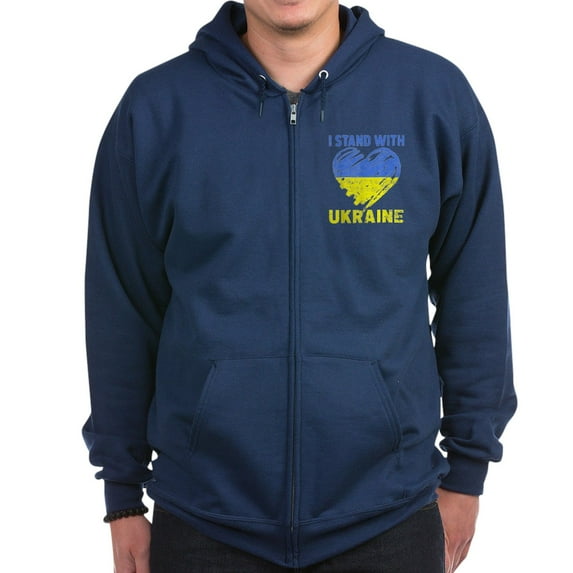 CafePress - Ukrainian Lover I Stand With Ukraine He Sweatshirt - Zip Hoodie, Classic Hooded Sweatshirt with Metal Zipper