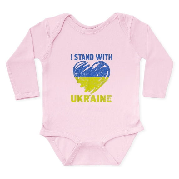 CafePress - Ukrainian Lover I Stand With Ukraine Hea Body Suit - Long Sleeve Cotton Baby Bodysuit