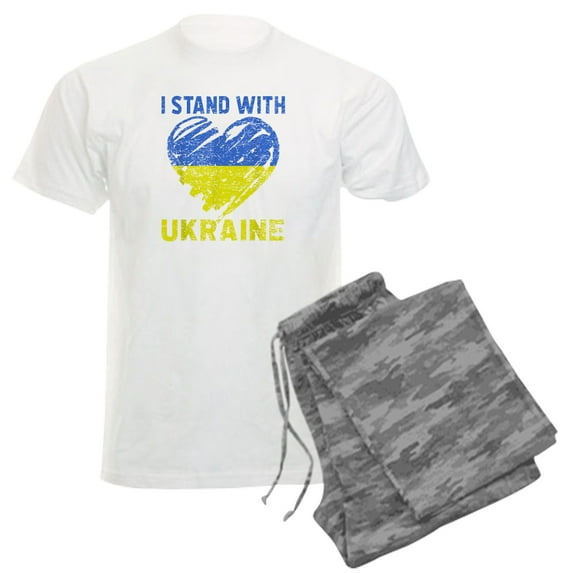 CafePress - Ukrainian Lover I Stand With Ukraine Heart Pajamas - Men's Light Loose Fit Cotton Pajama Set