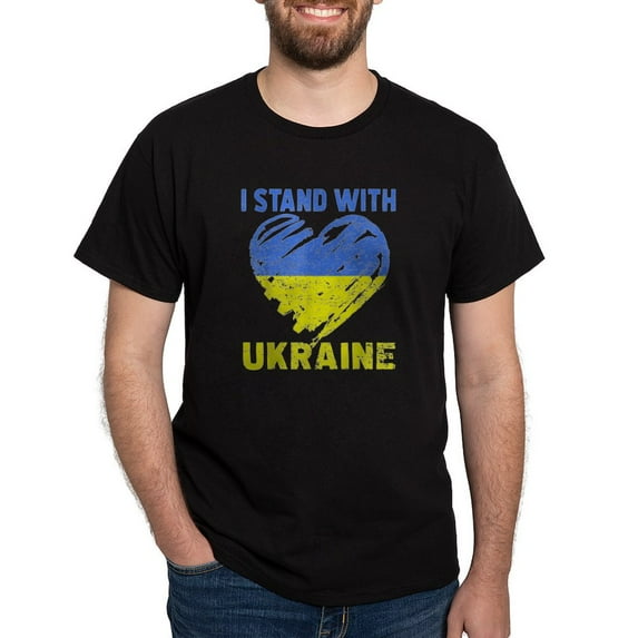 CafePress - Ukrainian Lover I Stand With Ukraine Heart T Shirt - Men's Classic Graphic Cotton T-Shirt