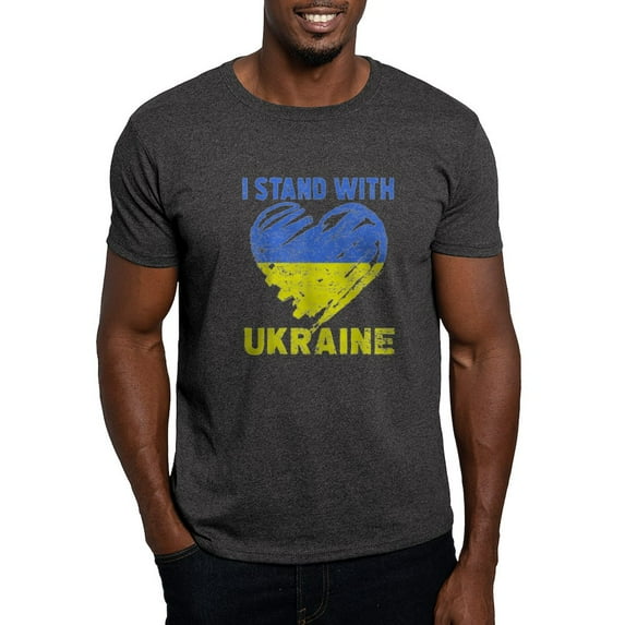 CafePress - Ukrainian Lover I Stand With Ukraine Heart T Shirt - Men's Classic Graphic Cotton T-Shirt