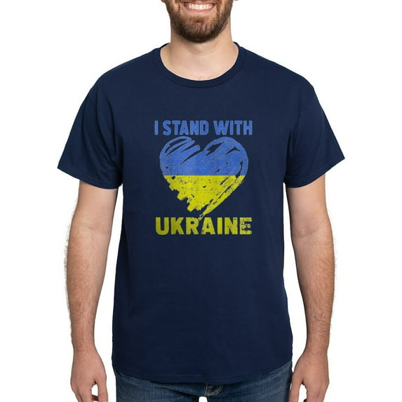 CafePress - Ukrainian Lover I Stand With Ukraine Heart T Shirt - Men's Classic Graphic Cotton T-Shirt