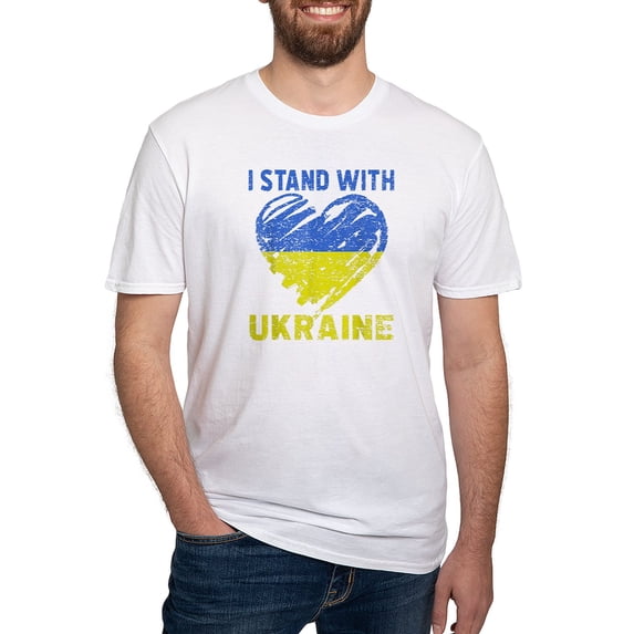 CafePress - Ukrainian Lover I Stand With Ukraine Heart T Shirt - Fitted T-Shirt, Vintage Fit Soft Cotton Tee