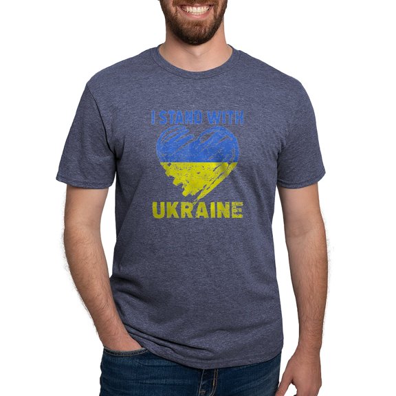 CafePress - Ukrainian Lover I Stand With Ukraine Heart T Shirt - Mens Tri-blend T-Shirt