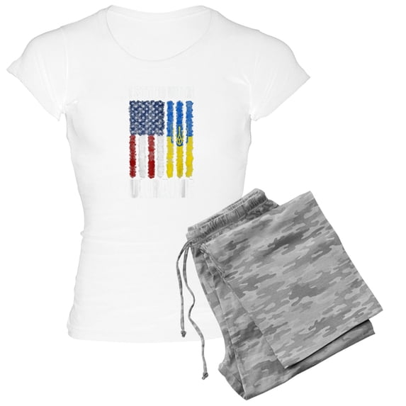 CafePress - Ukrainian Lover I Stand With Ukraine Pajamas - Women's Short Sleeve Print T-Shirt and Pants Light Cotton Pajama Set