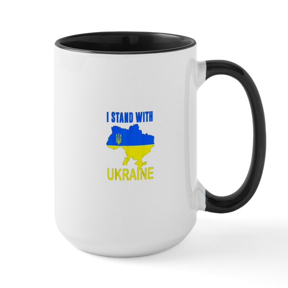 CafePress - Ukrainian Lover I Stand With Ukraine T Shirt Mugs - 15 oz Ceramic Large White Novelty Mug
