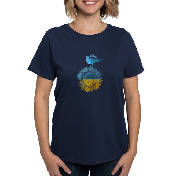 CafePress - Ukrainian Peace Bird T Shirt - Women's Traditional Fit Dark T-Shirt