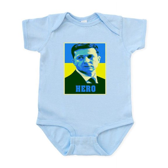CafePress - Ukrainian President Zelenskyy Ukraine Fl Body Suit - Baby Light Bodysuit, Size Newborn - 24 Months