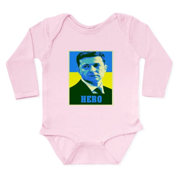 CafePress - Ukrainian President Zelenskyy Ukraine Fl Body Suit - Long Sleeve Cotton Baby Bodysuit