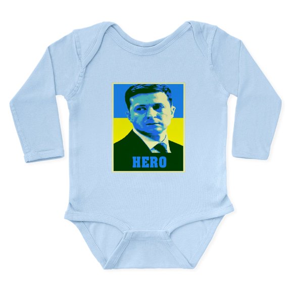 CafePress - Ukrainian President Zelenskyy Ukraine Fl Body Suit - Long Sleeve Cotton Baby Bodysuit