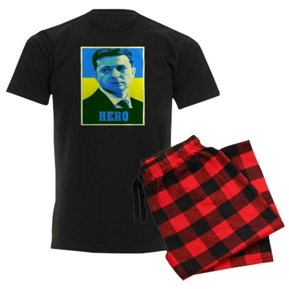 CafePress - Ukrainian President Zelenskyy Ukraine Flag Pajamas - Men's Dark Loose Fit Cotton Pajama Set