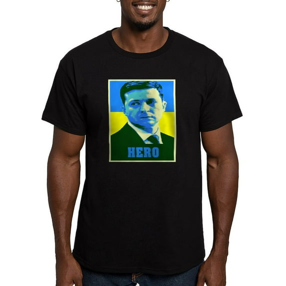CafePress - Ukrainian President Zelenskyy Ukraine Flag T Shirt - Men's Fitted T-Shirt