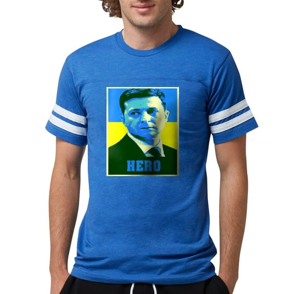 CafePress - Ukrainian President Zelenskyy Ukraine Flag T Shirt - Mens Football Shirt