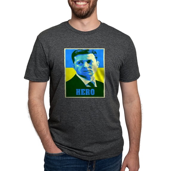 CafePress - Ukrainian President Zelenskyy Ukraine Flag T Shirt - Mens Tri-blend T-Shirt