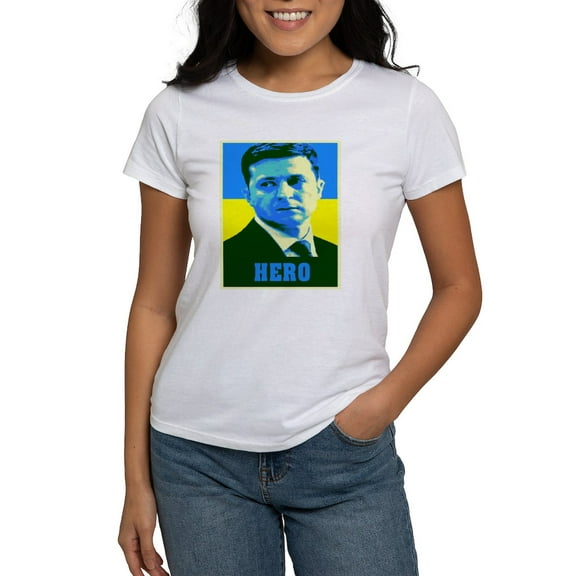 CafePress - Ukrainian President Zelenskyy Ukraine Flag T Shirt - Women's Classic T-Shirt