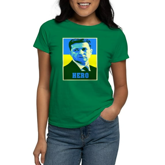 CafePress - Ukrainian President Zelenskyy Ukraine Flag T Shirt - Women's Traditional Fit Dark T-Shirt