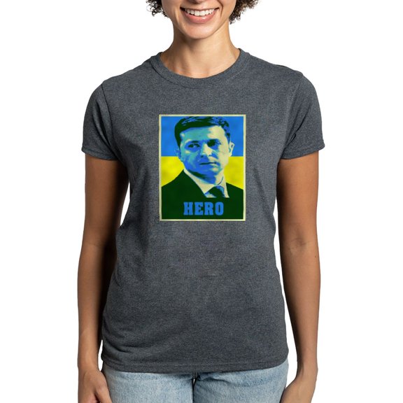 CafePress - Ukrainian President Zelenskyy Ukraine Flag T Shirt - Women's Traditional Fit Dark T-Shirt