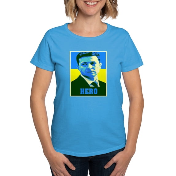 CafePress - Ukrainian President Zelenskyy Ukraine Flag T Shirt - Women's Traditional Fit Dark T-Shirt