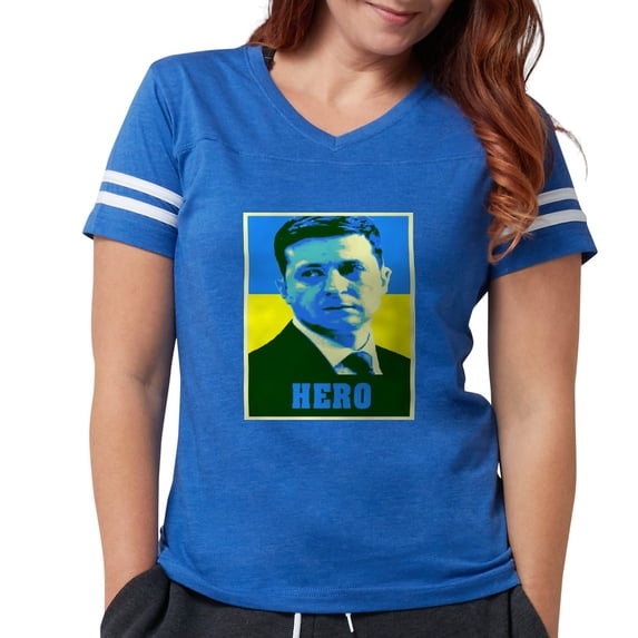 CafePress - Ukrainian President Zelenskyy Ukraine Flag T Shirt - Womens Football Shirt