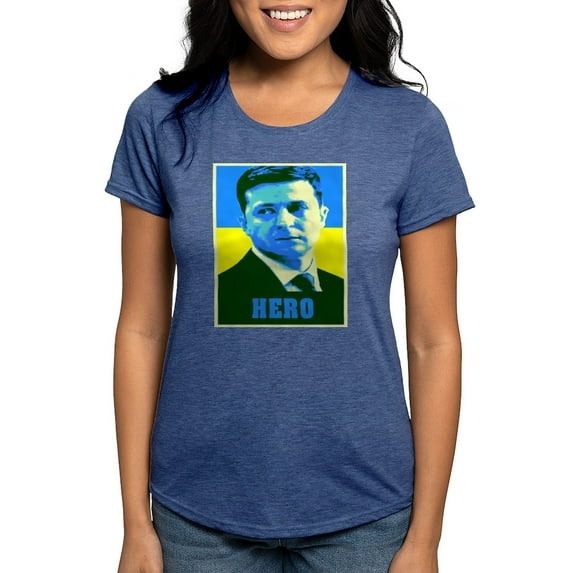CafePress - Ukrainian President Zelenskyy Ukraine Flag T Shirt - Womens Tri-blend T-Shirt