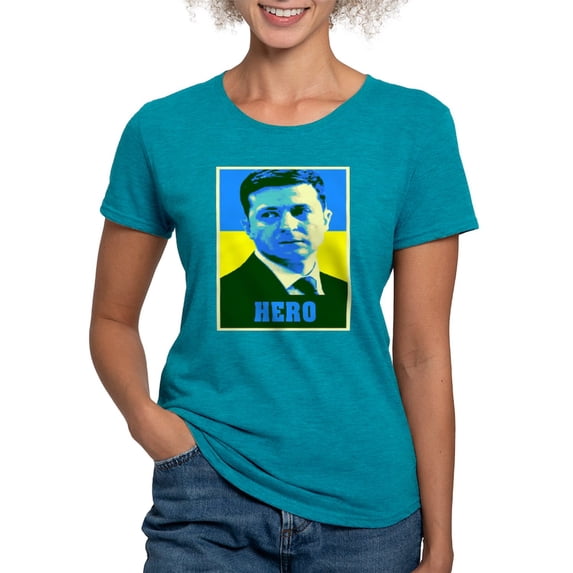 CafePress - Ukrainian President Zelenskyy Ukraine Flag T Shirt - Womens Tri-blend T-Shirt