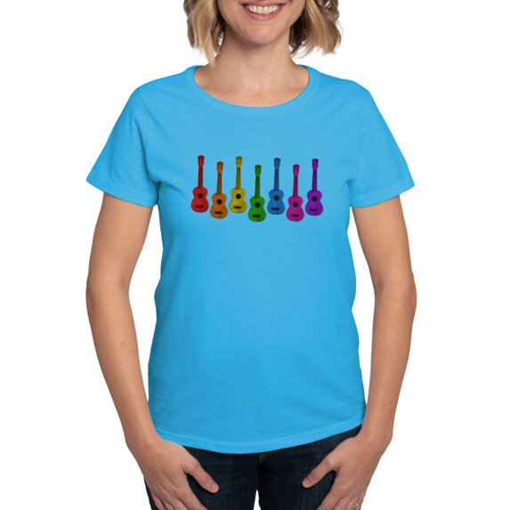 CafePress - Ukulele Rainbow Women's Dark T Shirt - Women's Traditional Fit Dark T-Shirt