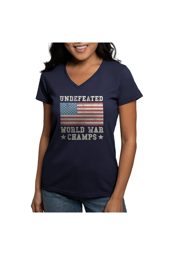 - Undefeated World War C Women's V Neck Dark T Shirt - Women's V-Neck Dark T-Shirt