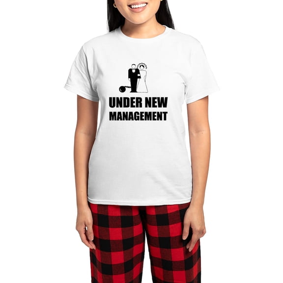 CafePress - Under New Management Wedding Ball Chain Pajamas - Women's Short Sleeve Print T-Shirt and Pants Light Cotton Pajama Set