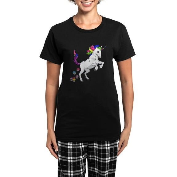 CafePress - Unicorn Cupcakes Women's Dark Pajamas - Women's Short Sleeve Print T-Shirt and Pants Dark Cotton Pajama Set