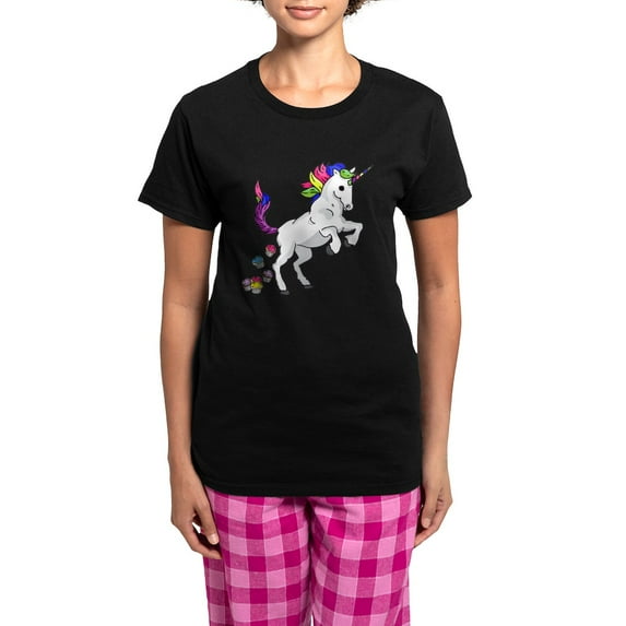 CafePress - Unicorn Cupcakes Women's Dark Pajamas - Women's Short Sleeve Print T-Shirt and Pants Dark Cotton Pajama Set