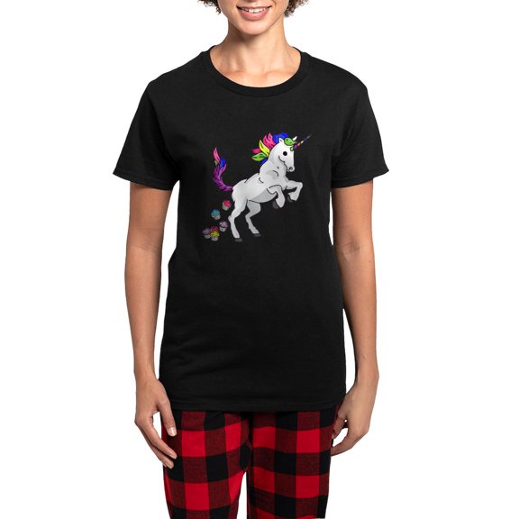 CafePress - Unicorn Cupcakes Women's Dark Pajamas - Women's Short Sleeve Print T-Shirt and Pants Dark Cotton Pajama Set