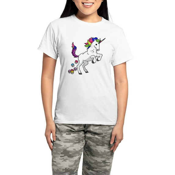 CafePress - Unicorn Cupcakes Women's Light Pajamas - Women's Short Sleeve Print T-Shirt and Pants Light Cotton Pajama Set