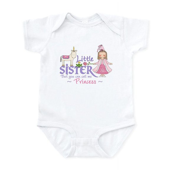 CafePress - Unicorn Princess Little Sister Infant Bodysuit - Baby Light Bodysuit, Size Newborn - 24 Months