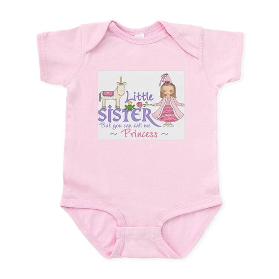 CafePress - Unicorn Princess Little Sister Infant Bodysuit - Baby Light Bodysuit, Size Newborn - 24 Months