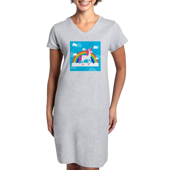 CafePress - Unicorn Rainbow Blue Sky - Women's Nightshirt