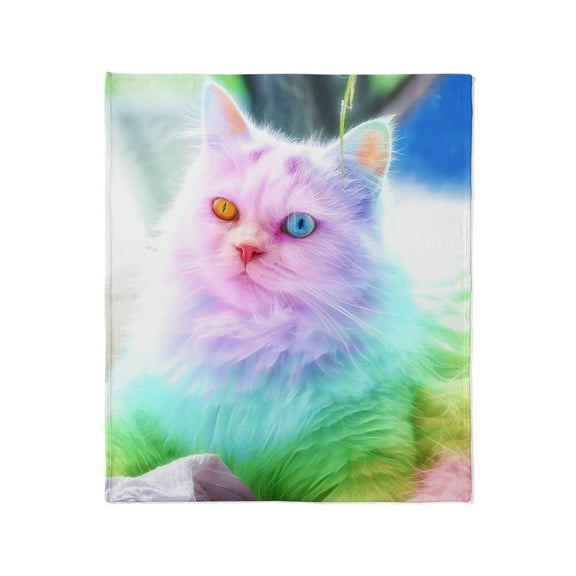 CafePress - Unicorn Rainbow Cat Throw Blanket - Soft Fleece Throw Blanket, 50"x60" for All Ages