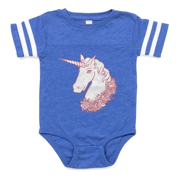CafePress - Unicorn With Flower Garland - Cute Infant Baby Football Bodysuit