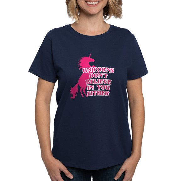 CafePress - Unicorns Don't Believe In Women's Classic T Shirt - Women's Traditional Fit Dark T-Shirt