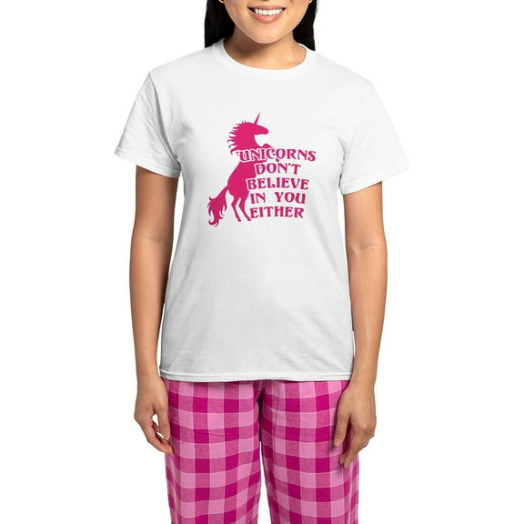CafePress - Unicorns Don't Believe In Y Women's Light Pajamas - Women's Short Sleeve Print T-Shirt and Pants Light Cotton Pajama Set